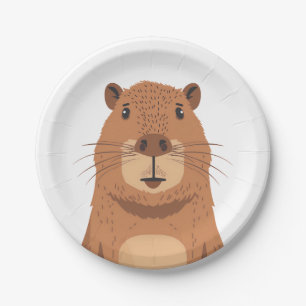 Curious Capybara Portrait Paper Plate
