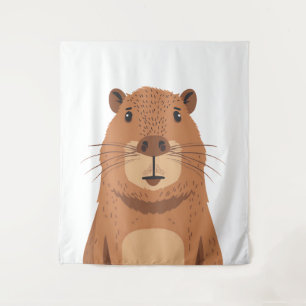 Curious Capybara Portrait Tapestry