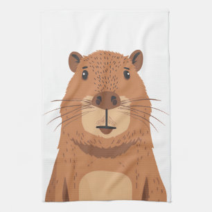 Curious Capybara Portrait Tea Towel