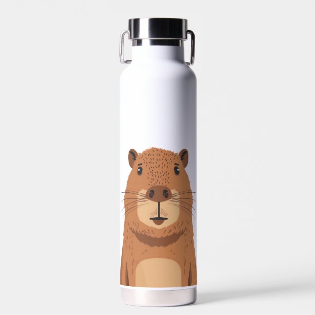 Curious Capybara Portrait Water Bottle (Front)
