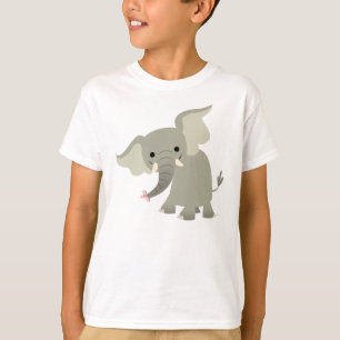 Curious Cartoon Elephant Children T-Shirt