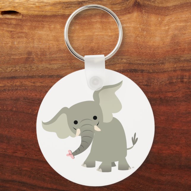 Curious Cartoon Elephant Keychain (Front)