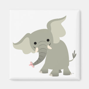 Curious Cartoon Elephant Magnet