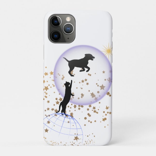 Curious cat and running dog Case-Mate iPhone case (Back)
