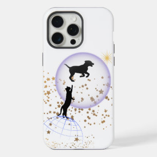 Curious cat and running dog iPhone 15 pro max case