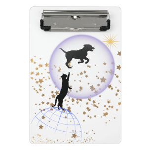 Curious cat and running dog mini clipboard