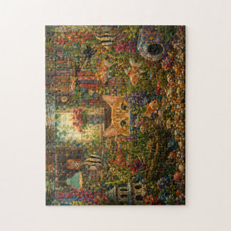 Curious Cat Aquarium Watercolor Jigsaw Puzzle | Wh