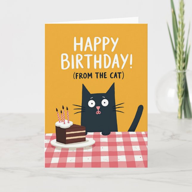 Curious Cat Cake Birthday Card (Front)