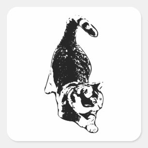Curious Cat Caught in Motion Square Sticker