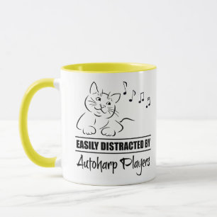 Curious Cat Easily Distracted by Autoharp Players Mug