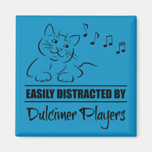 Curious Cat Easily Distracted by Dulcimer Players Magnet