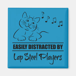 Curious Cat Easily Distracted by Lap Steel Players Magnet