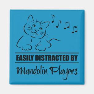 Curious Cat Easily Distracted by Mandolin Players Magnet
