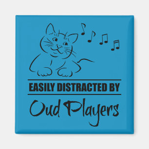 Curious Cat Easily Distracted by Oud Players Magnet