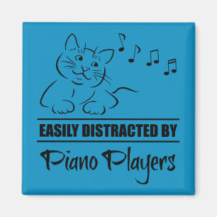 Curious Cat Easily Distracted by Piano Players Magnet