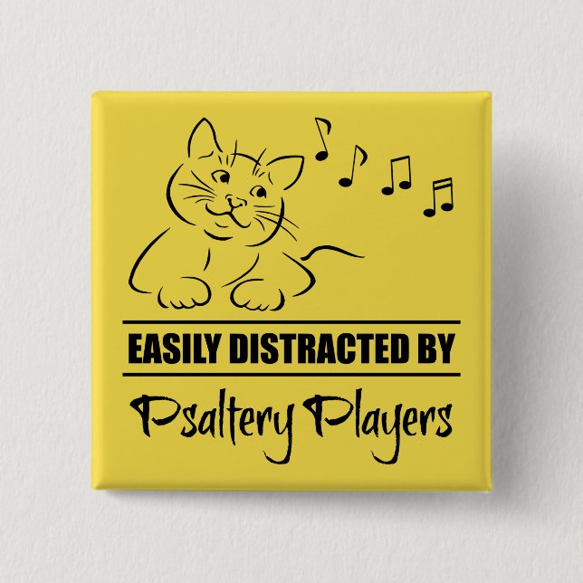 Curious Cat Easily Distracted by Psaltery Players 15 Cm Square Badge (Front)