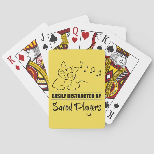 Curious Cat Easily Distracted by Sarod Players Playing Cards (Back)