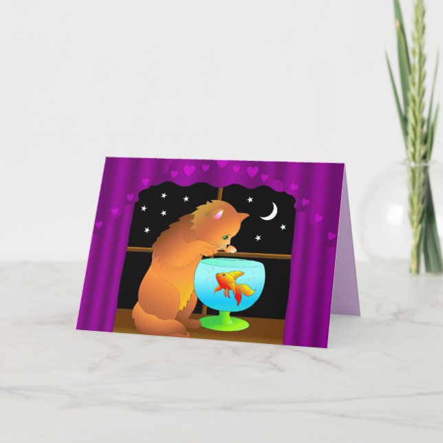 curious cat greeting card (Front)