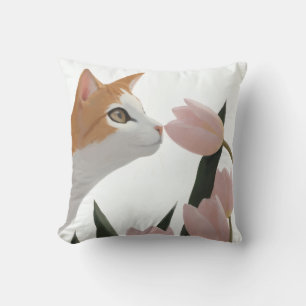Curious Cat Spring Floral Cushion