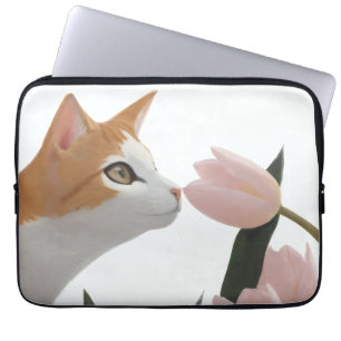 Curious Cat Spring Floral Laptop Sleeve