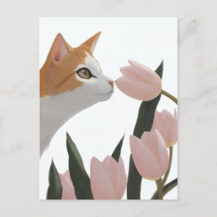 Curious Cat Spring Floral Postcard