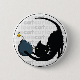 Curious Cat with Bomb 6 Cm Round Badge