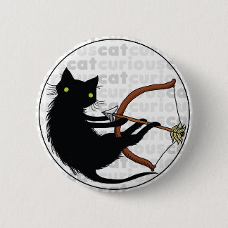 Curious Cat with Bow 6 Cm Round Badge