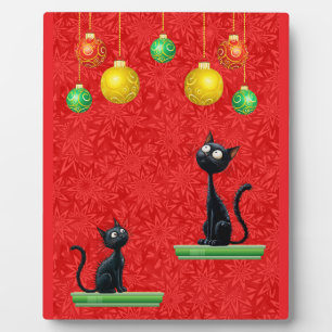 CURIOUS CATS AT CHRISTMAS PLAQUE