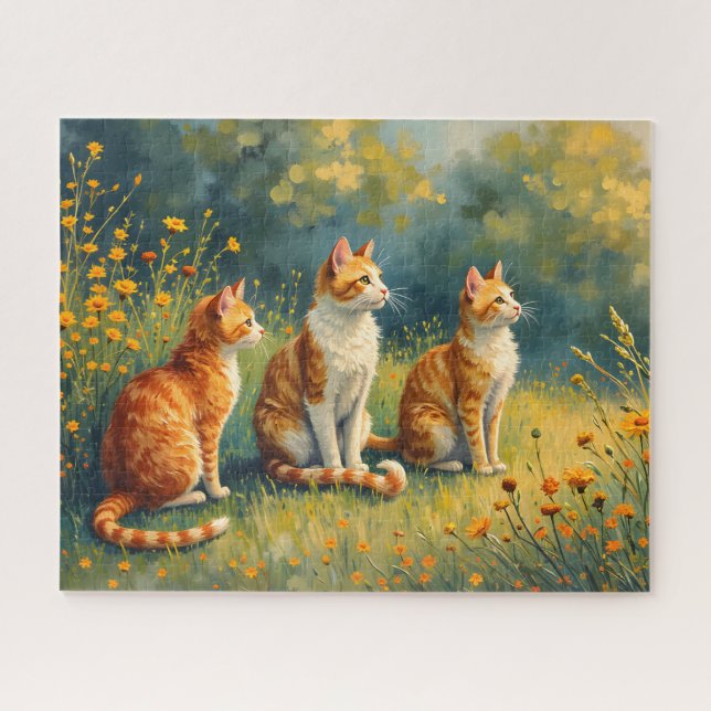 Curious Cats in the Garden Jigsaw Puzzle (Horizontal)