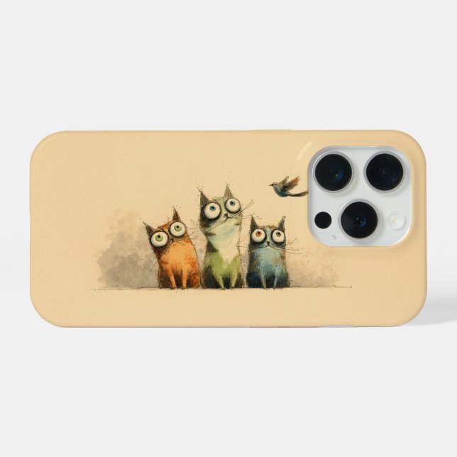 Curious Cats – Whimsical Cat Art iPhone Case (Back Horizontal)