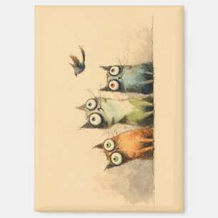 Curious Cats – Whimsical Cat Art Magnet