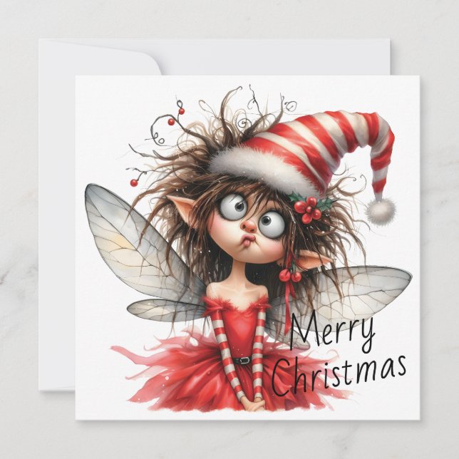 Curious Christmas Fairy – Holiday Card (Front)