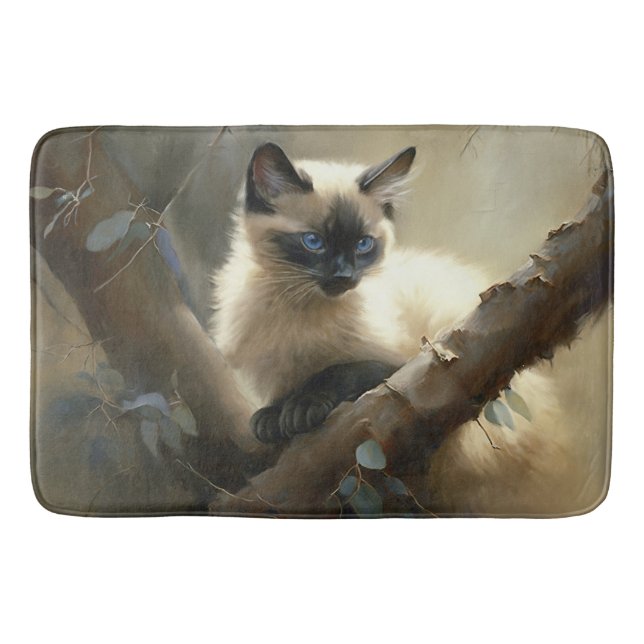 Curious Climber Siamese Kitten Bath Mat (Front)