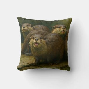 Curious Company – Otter Family on the Rocks Cushion