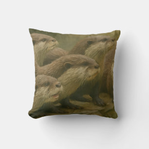 Curious Company – Otter Family on the Rocks Cushion