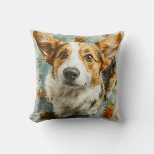 Curious Corgi Autumn Gaze Cushion
