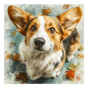 Curious Corgi Autumn Gaze Photo Print