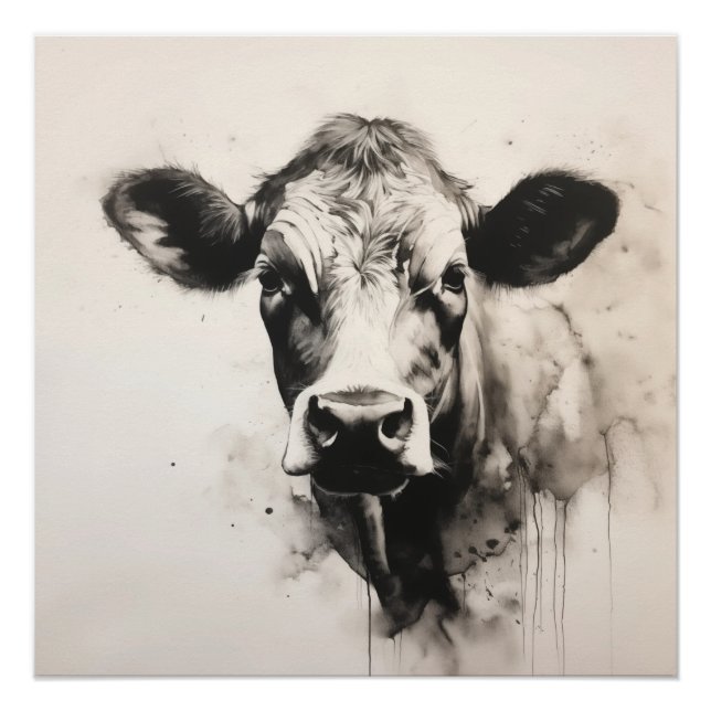 Curious Cow Gaze Poster by PS Nature Designs (Front)