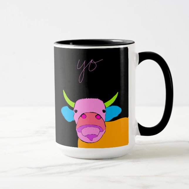 Curious Cow With Big Nose Says Yo Mug (Right)