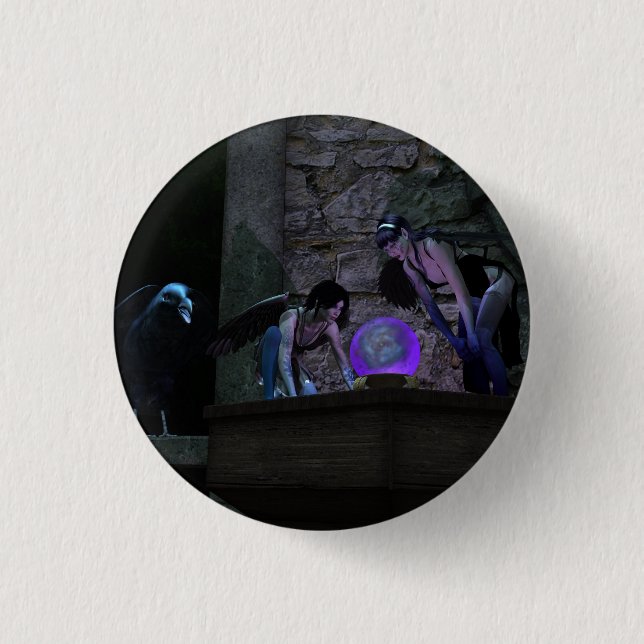 Curious Crow Faeries 3 Cm Round Badge (Front)