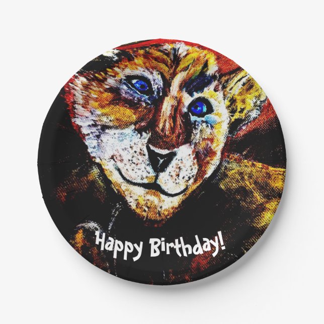 Curious Cub Tiger Birthday  Paper Plate (Front)