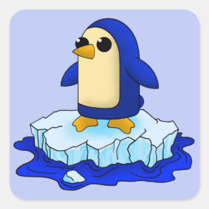 Curious Cute Baby Penguin Square Sticker