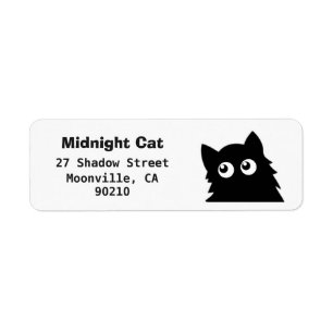 Curious Cute Cat Black Cat Return Address Labels