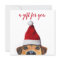 Curious Cute Funny Dog with Santa Hat Gift Card