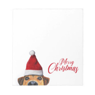Curious Cute Funny Dog with Santa Hat Notepad