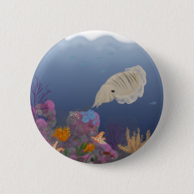 Curious Cuttlefish 6 Cm Round Badge (Front)