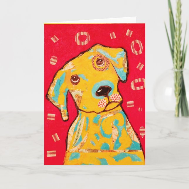 Curious Dog Greeting Card (Front)