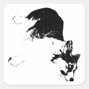 Curious Dog in Autumn Ink Square Sticker