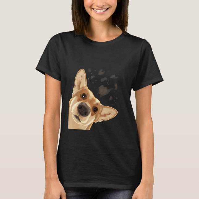 Curious Dog Welsh Corgi T-Shirt (Front)