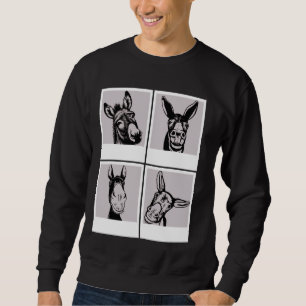 Curious Donkey Head Funny Donkey Face Art Sweatshirt